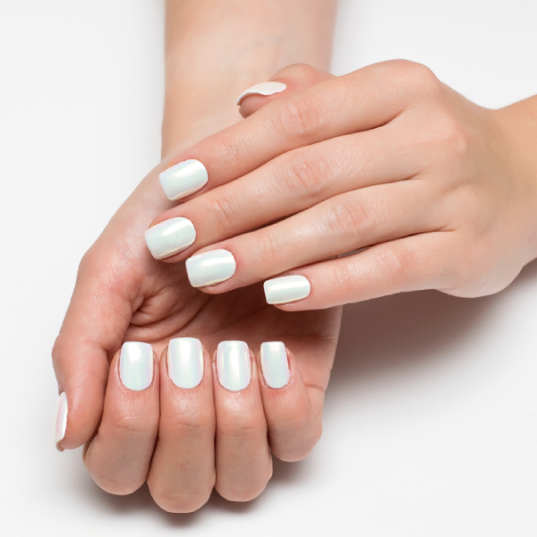 white crelly nails