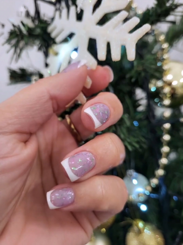glitter french festive nail