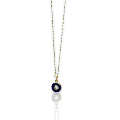 Round blue small eye pendant - Melina Fachidis Athens Jewels